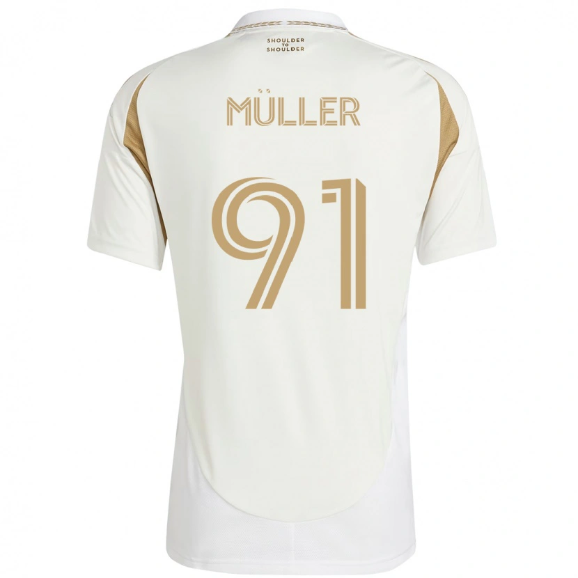 Danxen Uomo Maglia Luis Müller #91 Bianco Marrone Kit Gara Away 2025/26 Maglietta