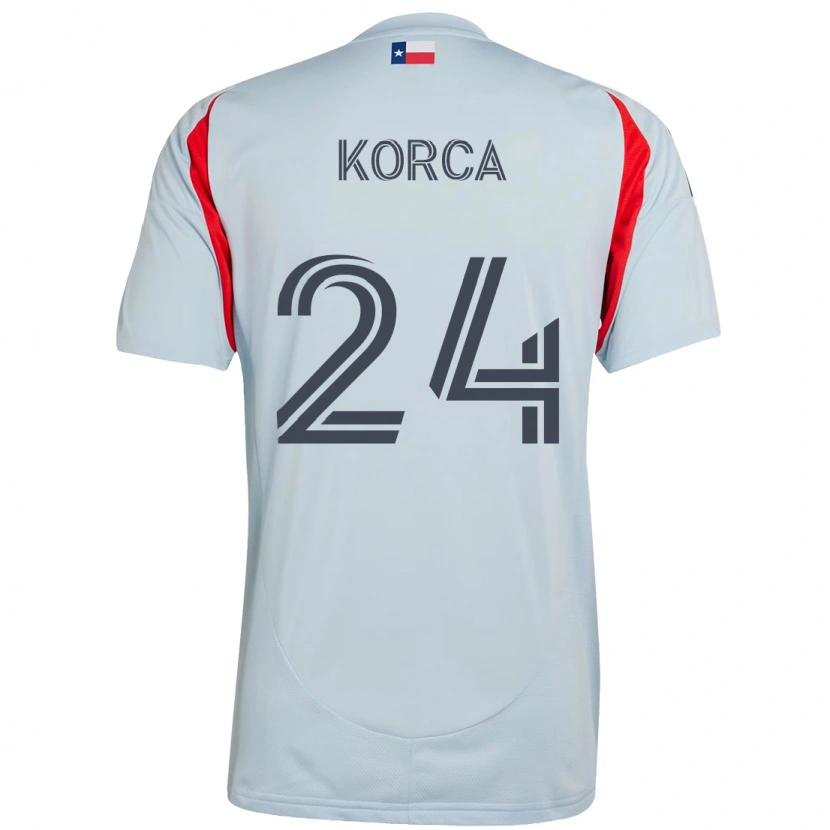 Danxen Uomo Maglia Amet Korca #24 Azzurro Chiaro Rosso Kit Gara Away 2025/26 Maglietta