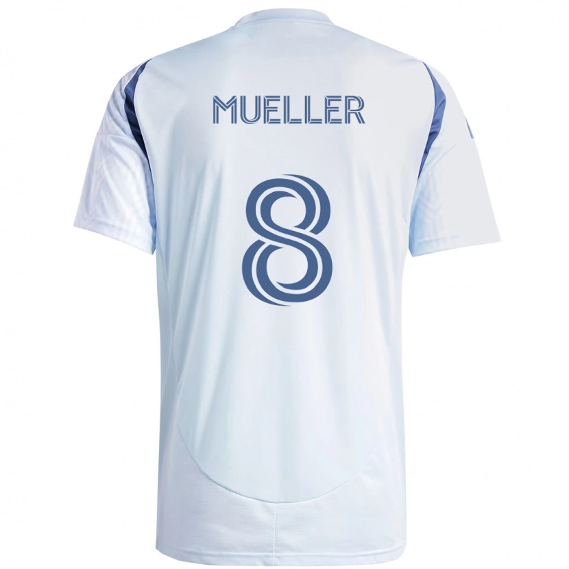 Danxen Uomo Maglia Chris Mueller #8 Azzurro Cielo Chiaro Blu Kit Gara Away 2025/26 Maglietta