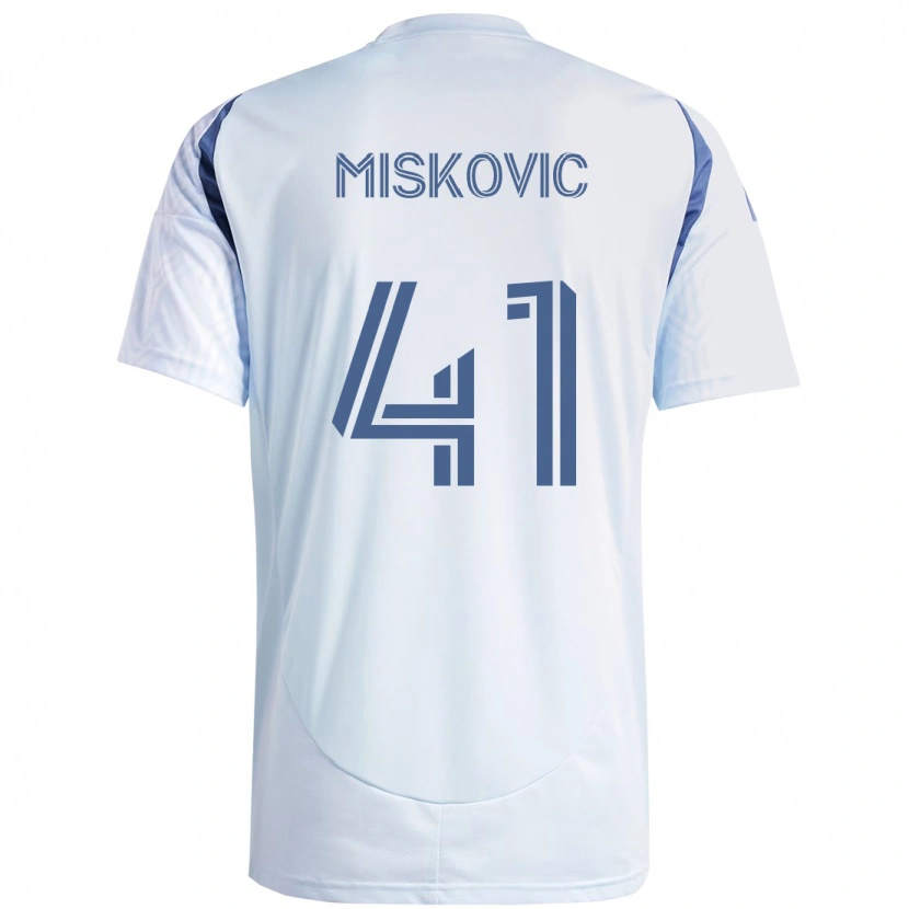 Danxen Uomo Maglia Mihajlo Miskovic #41 Azzurro Cielo Chiaro Blu Kit Gara Away 2025/26 Maglietta