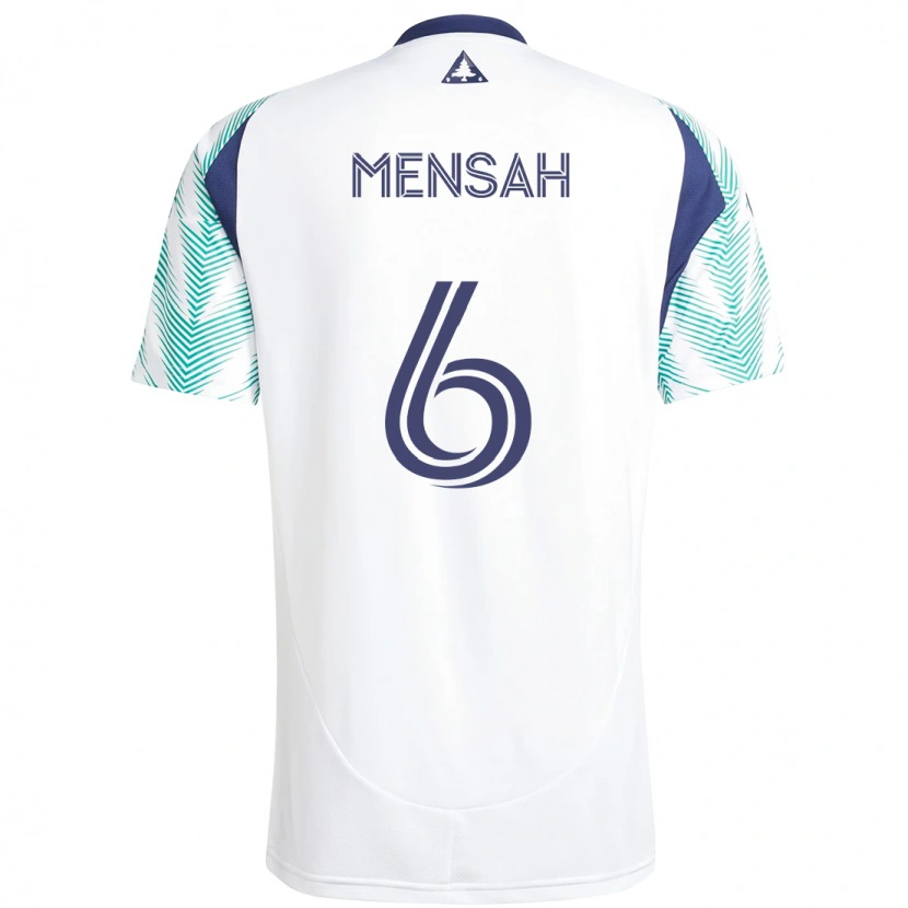 Danxen Uomo Maglia Jonathan Mensah #6 Bianco Blu Kit Gara Away 2025/26 Maglietta