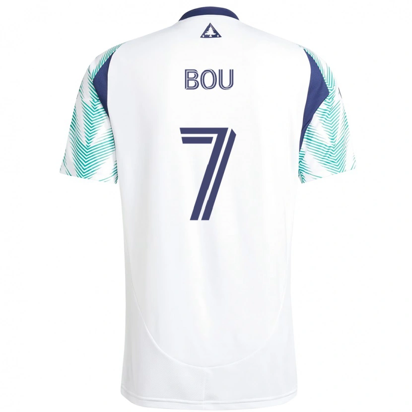Danxen Uomo Maglia Gustavo Bou #7 Bianco Blu Kit Gara Away 2025/26 Maglietta