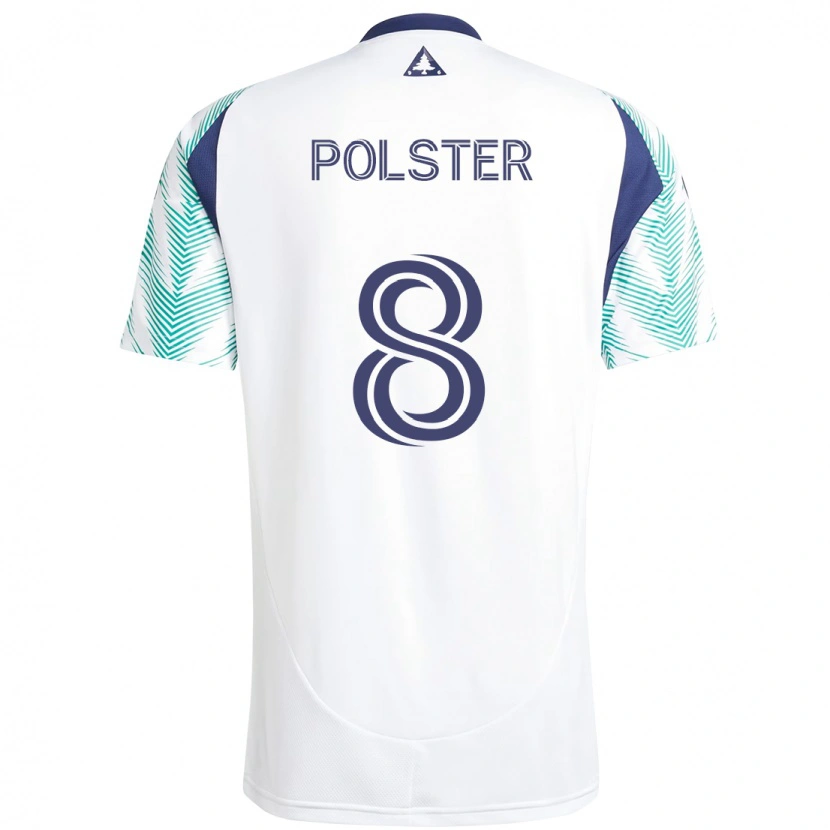 Danxen Uomo Maglia Matt Polster #8 Bianco Blu Kit Gara Away 2025/26 Maglietta