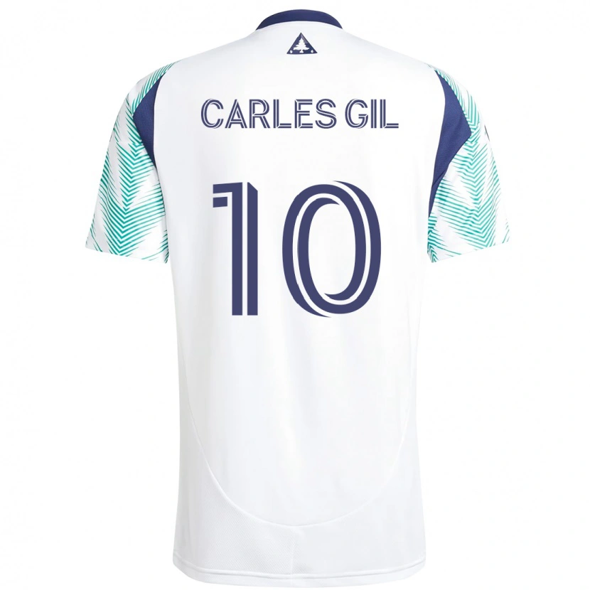 Danxen Uomo Maglia Carles Gil #10 Bianco Blu Kit Gara Away 2025/26 Maglietta
