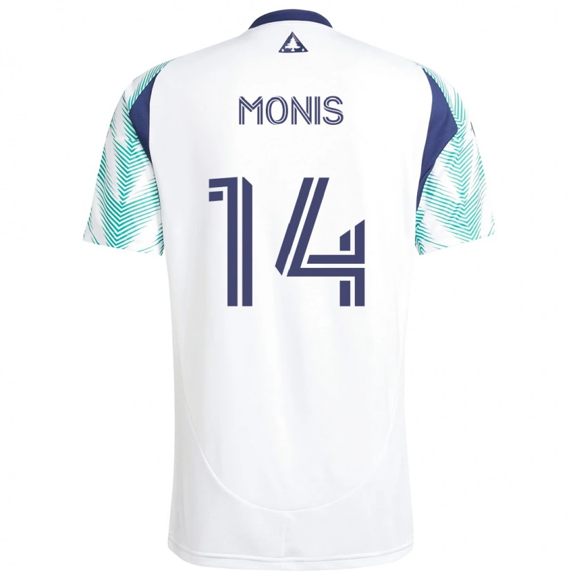 Danxen Uomo Maglia Alex Monis #14 Bianco Blu Kit Gara Away 2025/26 Maglietta