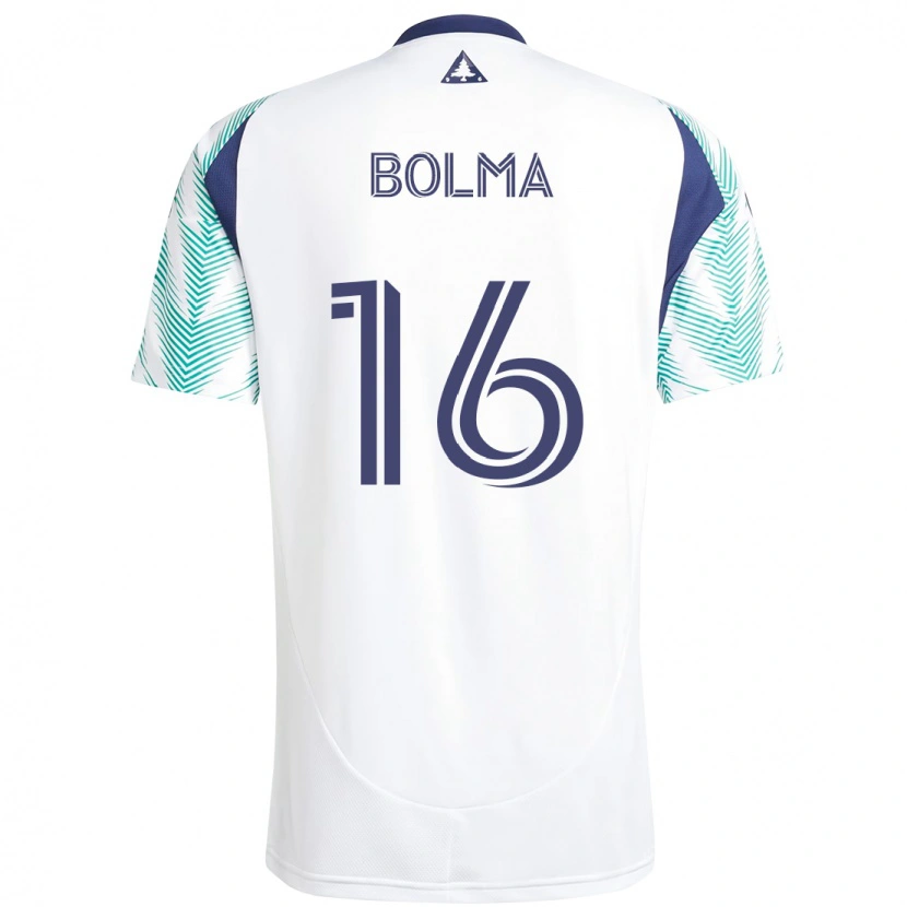 Danxen Uomo Maglia Josh Bolma #16 Bianco Blu Kit Gara Away 2025/26 Maglietta