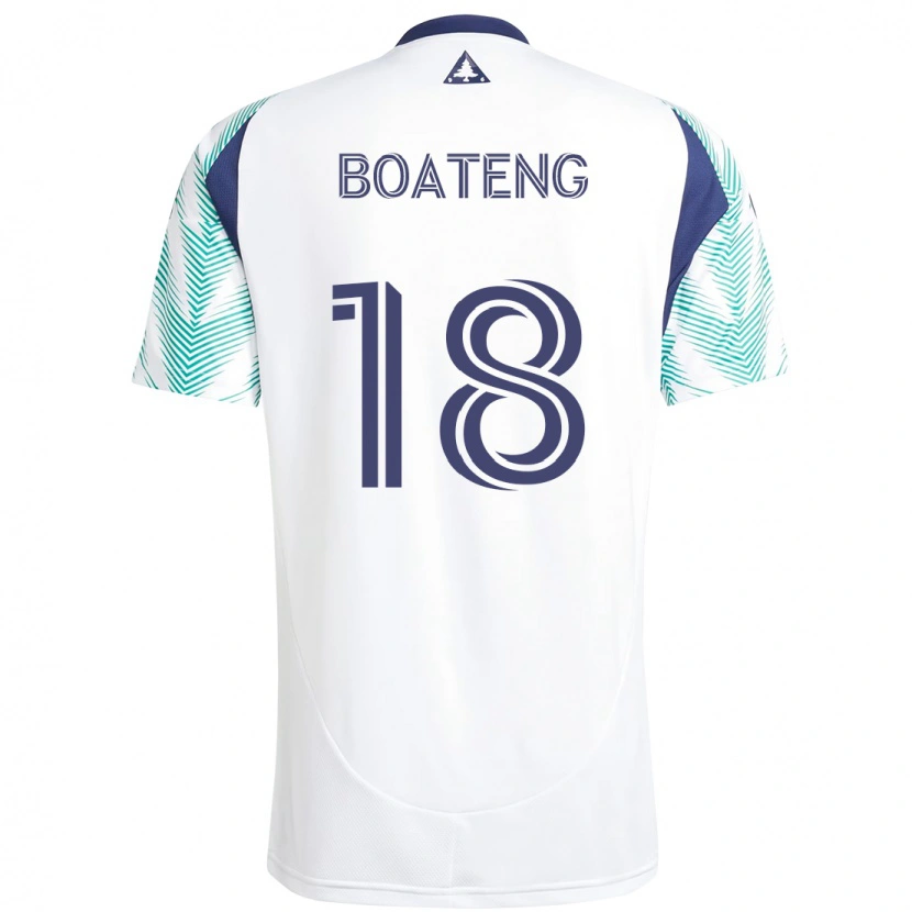 Danxen Uomo Maglia Emmanuel Boateng #18 Bianco Blu Kit Gara Away 2025/26 Maglietta