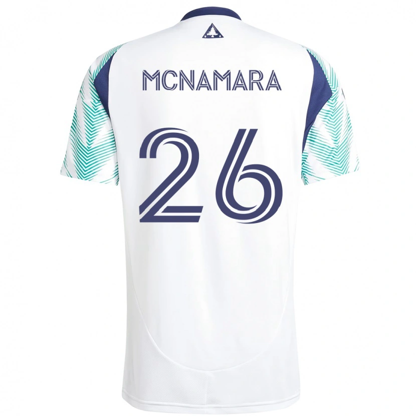 Danxen Uomo Maglia Tommy Mcnamara #26 Bianco Blu Kit Gara Away 2025/26 Maglietta