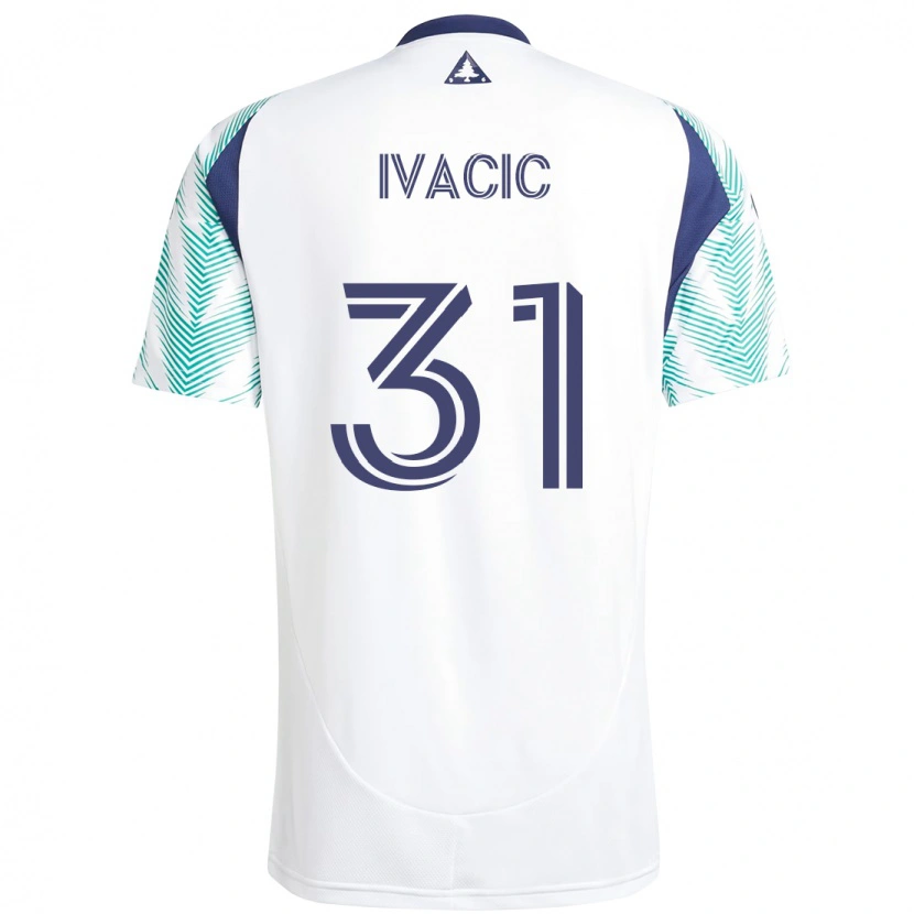 Danxen Uomo Maglia Aljaz Ivacic #31 Bianco Blu Kit Gara Away 2025/26 Maglietta