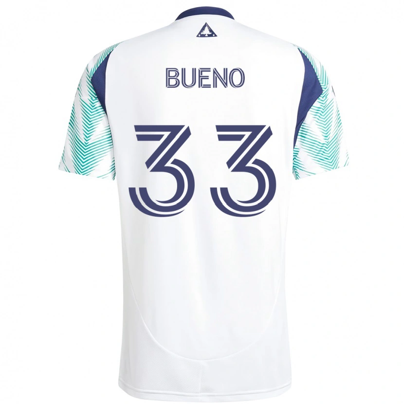 Danxen Uomo Maglia Brandonn Bueno #33 Bianco Blu Kit Gara Away 2025/26 Maglietta