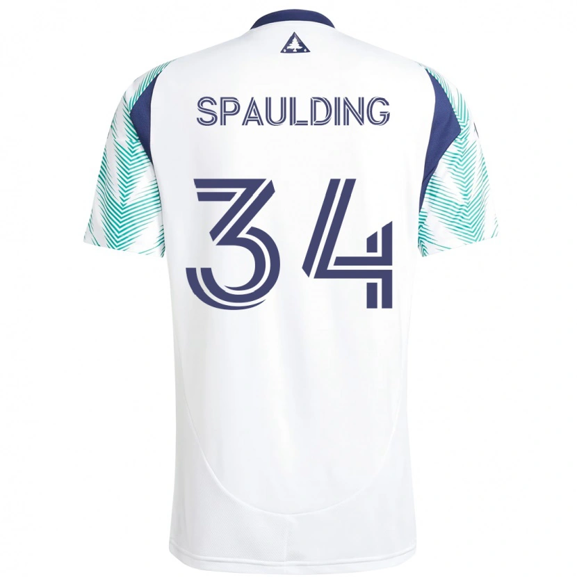 Danxen Uomo Maglia Ryan Spaulding #34 Bianco Blu Kit Gara Away 2025/26 Maglietta