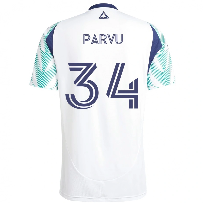 Danxen Uomo Maglia Alexandru Parvu #34 Bianco Blu Kit Gara Away 2025/26 Maglietta