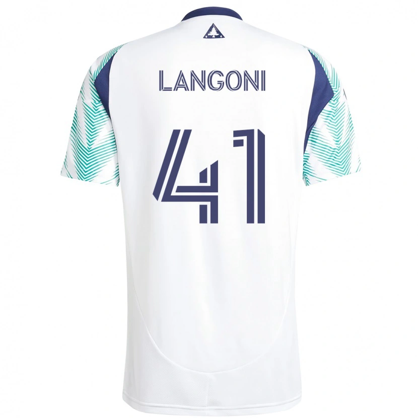 Danxen Uomo Maglia Luca Langoni #41 Bianco Blu Kit Gara Away 2025/26 Maglietta