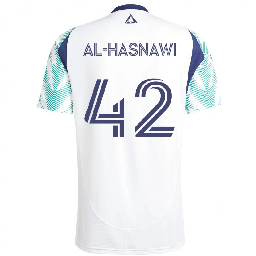 Danxen Uomo Maglia Moshtaba Al-Hasnawi #42 Bianco Blu Kit Gara Away 2025/26 Maglietta