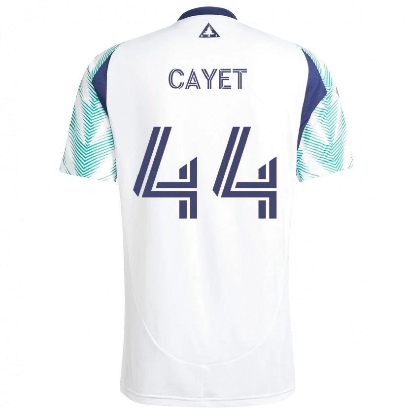 Danxen Uomo Maglia Pierre Cayet #44 Bianco Blu Kit Gara Away 2025/26 Maglietta