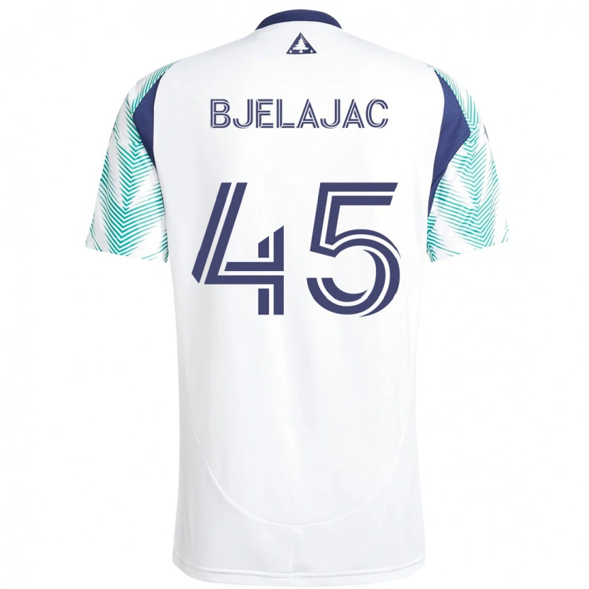 Danxen Uomo Maglia Andrej Bjelajac #45 Bianco Blu Kit Gara Away 2025/26 Maglietta
