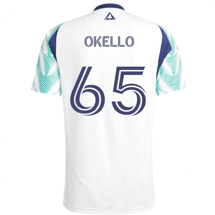 Danxen Uomo Maglia Noble Okello #65 Bianco Blu Kit Gara Away 2025/26 Maglietta