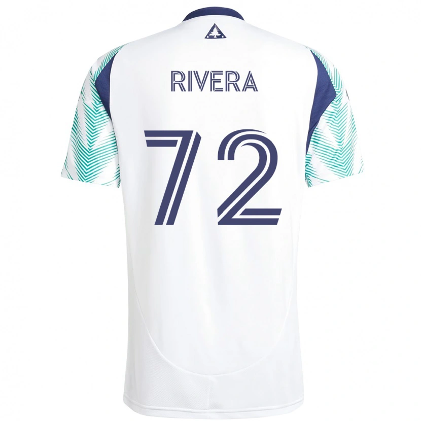 Danxen Uomo Maglia Damián Rivera #72 Bianco Blu Kit Gara Away 2025/26 Maglietta