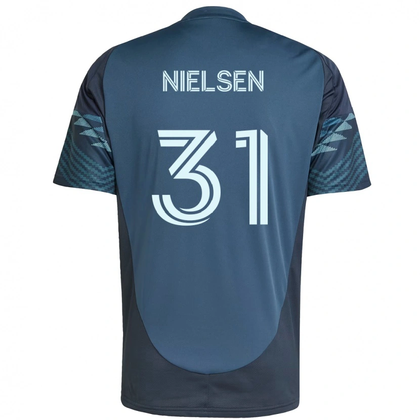 Danxen Uomo Maglia Madeline Nielsen #31 Azzurro Chiaro Kit Gara Away 2025/26 Maglietta