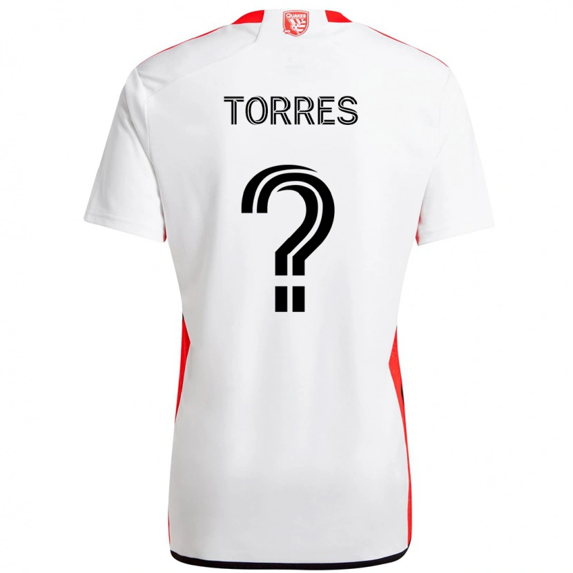 Danxen Uomo Maglia Jorge Torres #0 Bianco Rosso Kit Gara Away 2025/26 Maglietta