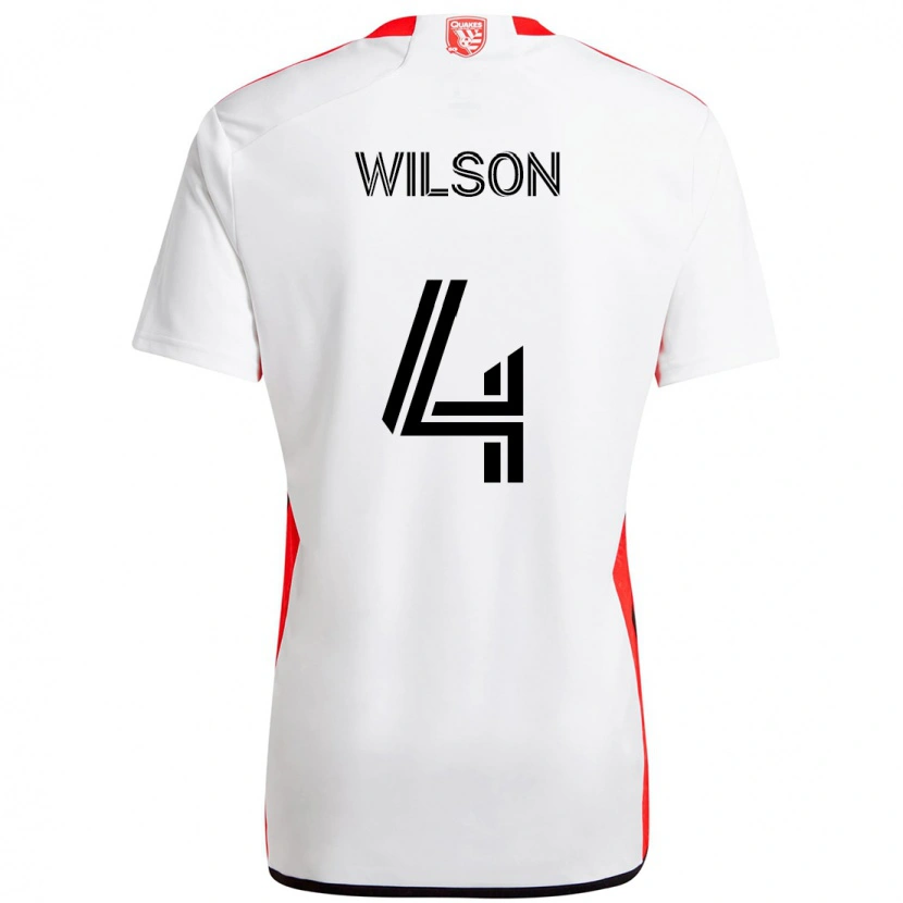 Danxen Uomo Maglia Bruno Wilson #4 Bianco Rosso Kit Gara Away 2025/26 Maglietta