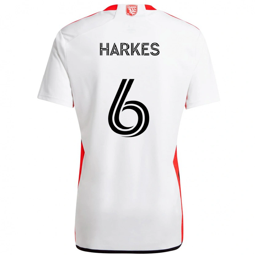 Danxen Uomo Maglia Ian Harkes #6 Bianco Rosso Kit Gara Away 2025/26 Maglietta