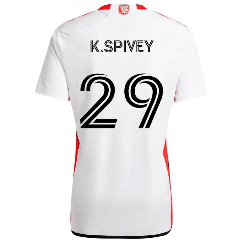 Danxen Uomo Maglia Kaedren Spivey #29 Bianco Rosso Kit Gara Away 2025/26 Maglietta