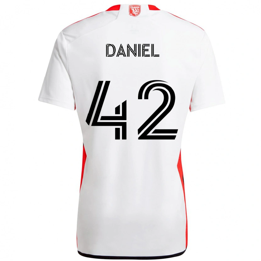 Danxen Uomo Maglia Daniel #42 Bianco Rosso Kit Gara Away 2025/26 Maglietta