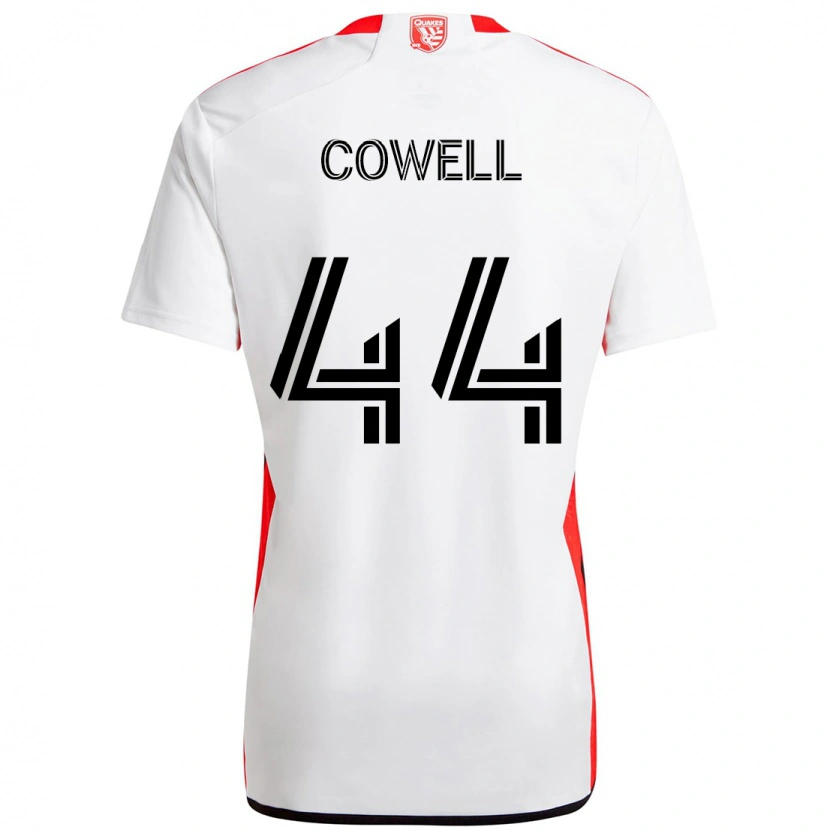 Danxen Uomo Maglia Chance Cowell #44 Bianco Rosso Kit Gara Away 2025/26 Maglietta