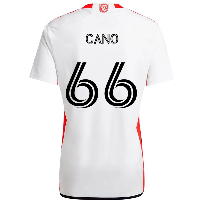 Danxen Uomo Maglia Alejandro Cano #66 Bianco Rosso Kit Gara Away 2025/26 Maglietta