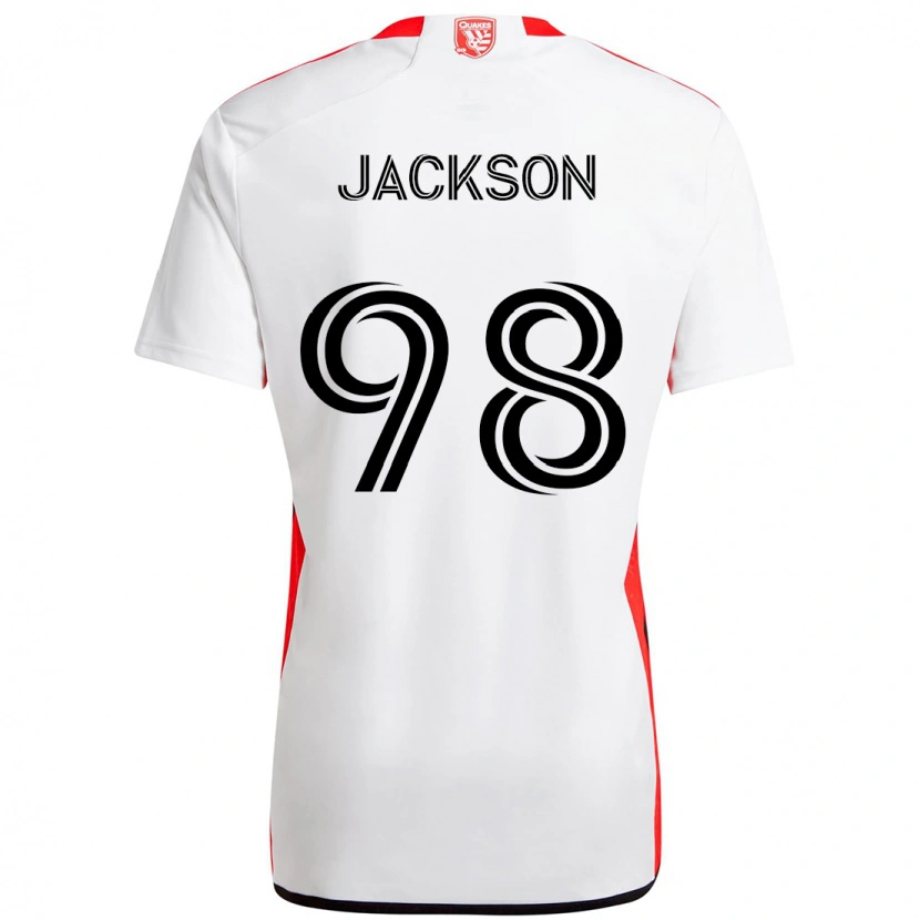 Danxen Uomo Maglia Jacob Jackson #98 Bianco Rosso Kit Gara Away 2025/26 Maglietta