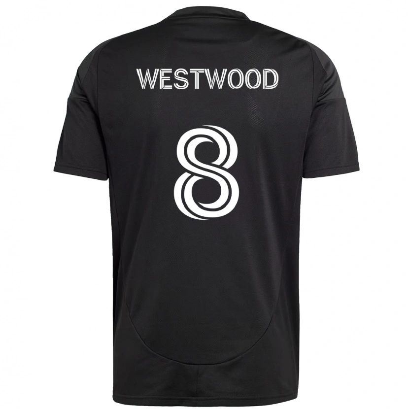 Danxen Uomo Maglia Ashley Westwood #8 Nero Bianco Kit Gara Away 2025/26 Maglietta