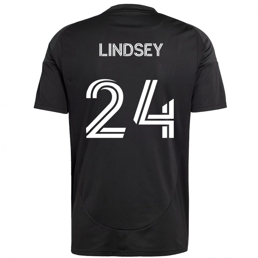 Danxen Uomo Maglia Jaylin Lindsey #24 Nero Bianco Kit Gara Away 2025/26 Maglietta