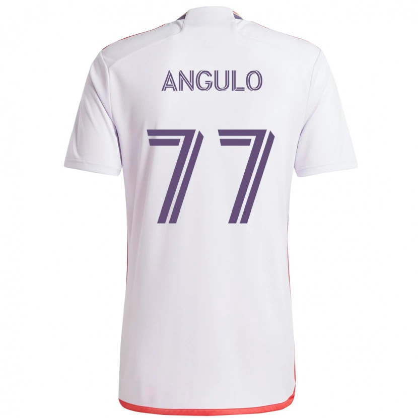 Danxen Uomo Maglia Iván Angulo #77 Bianco Viola Kit Gara Away 2025/26 Maglietta