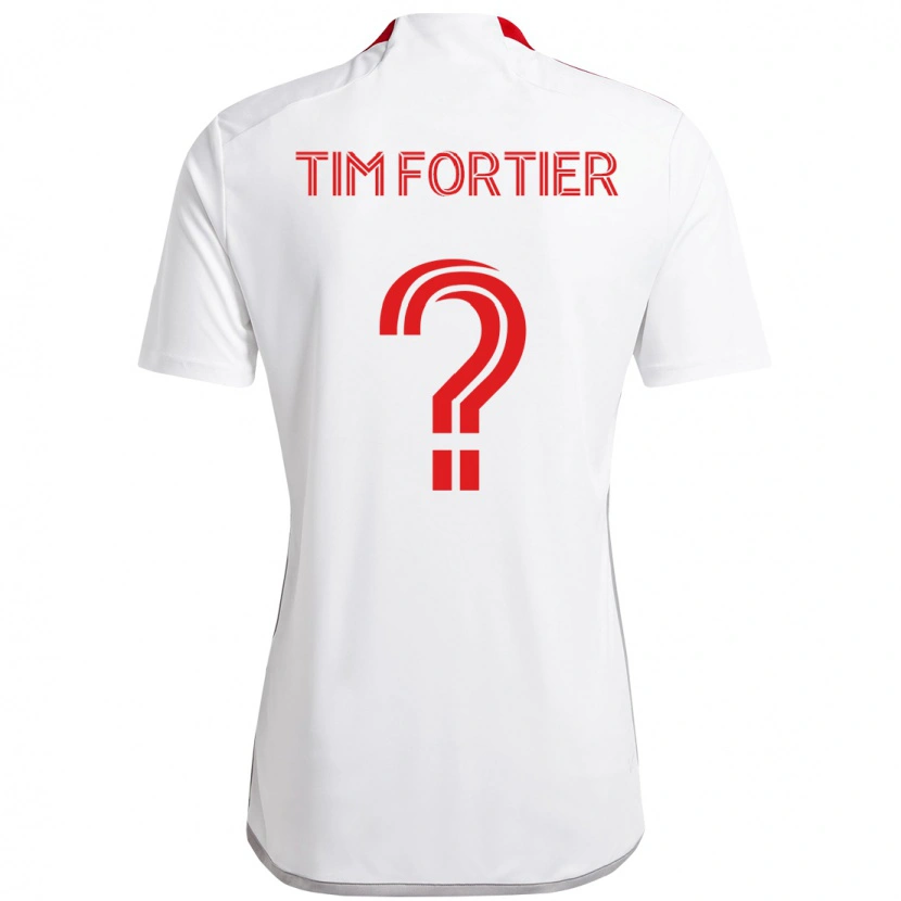 Danxen Uomo Maglia Tim Fortier #0 Bianco Rosso Kit Gara Away 2025/26 Maglietta
