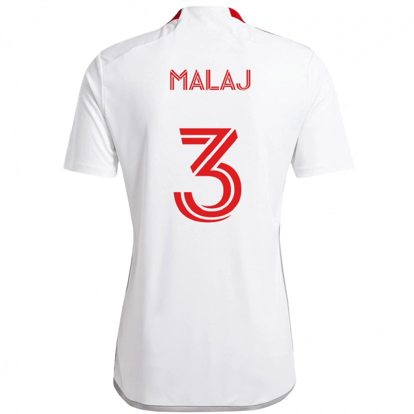 Danxen Uomo Maglia Albert Malaj #3 Bianco Rosso Kit Gara Away 2025/26 Maglietta