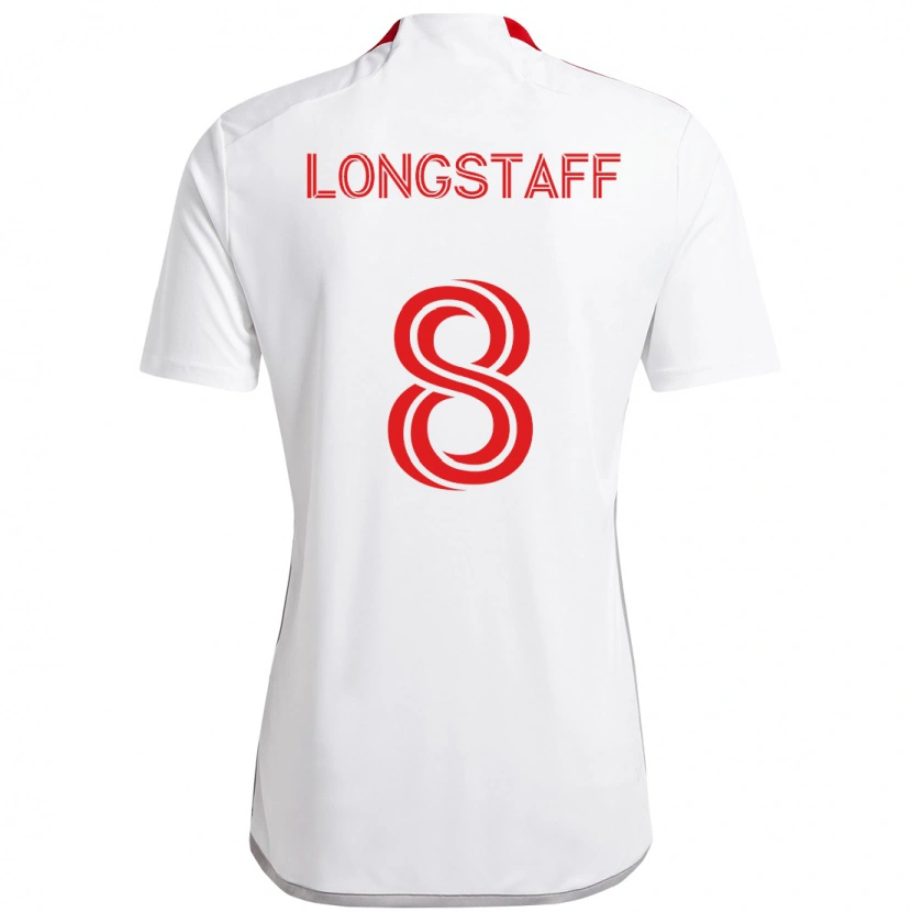 Danxen Uomo Maglia Matty Longstaff #8 Bianco Rosso Kit Gara Away 2025/26 Maglietta