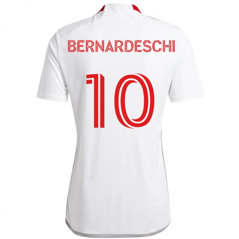 Danxen Uomo Maglia Federico Bernardeschi #10 Bianco Rosso Kit Gara Away 2025/26 Maglietta