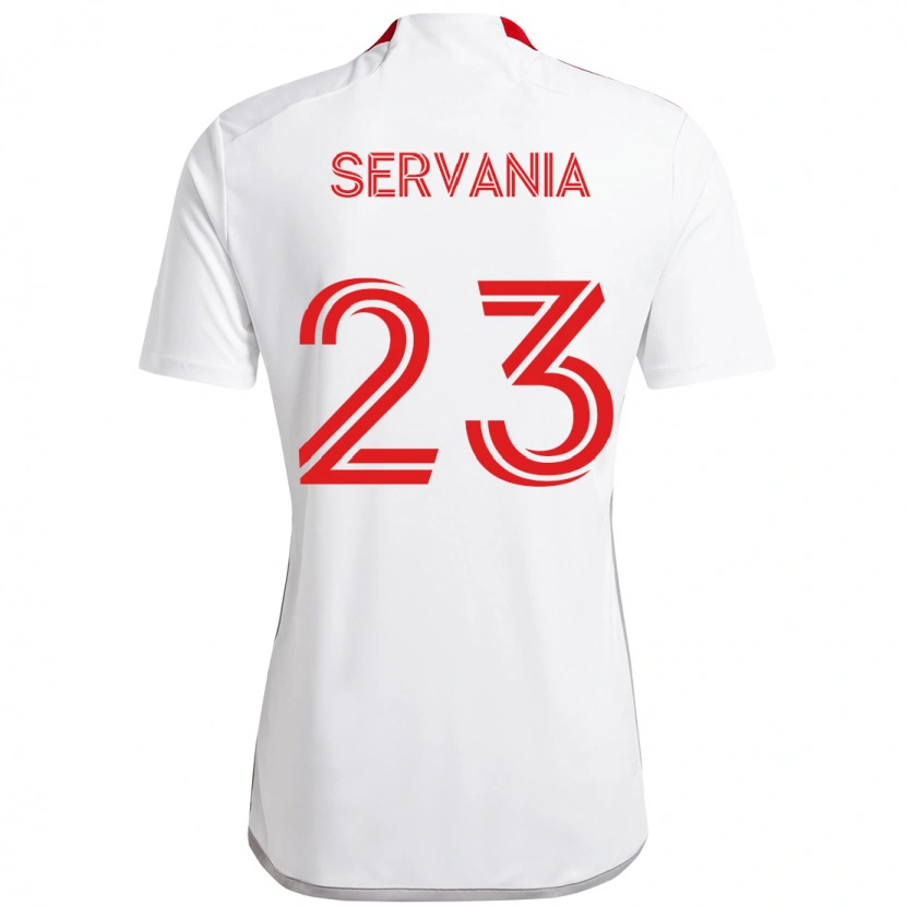Danxen Uomo Maglia Brandon Servania #23 Bianco Rosso Kit Gara Away 2025/26 Maglietta