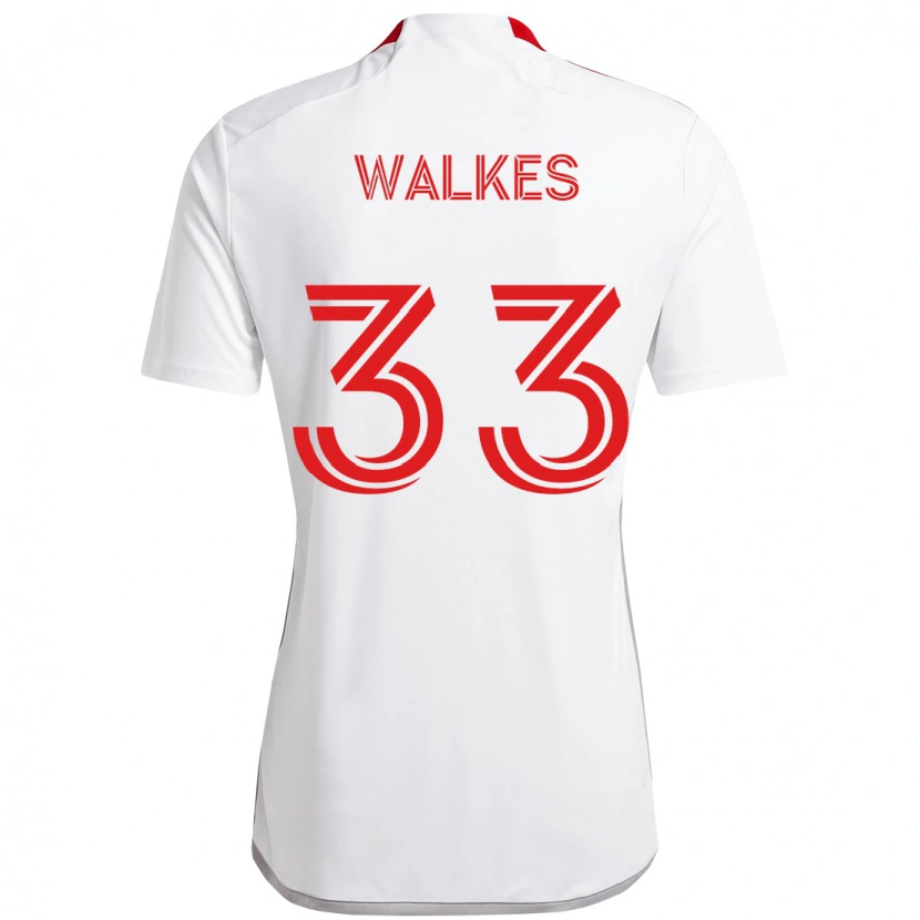 Danxen Uomo Maglia Reshaun Walkes #33 Bianco Rosso Kit Gara Away 2025/26 Maglietta