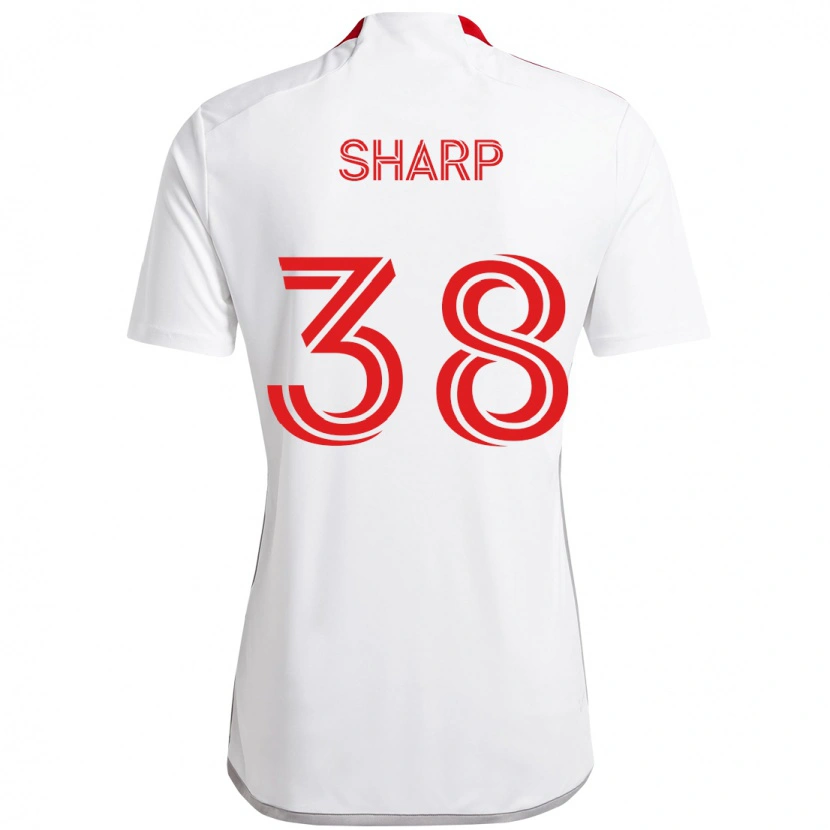Danxen Uomo Maglia Charlie Sharp #38 Bianco Rosso Kit Gara Away 2025/26 Maglietta