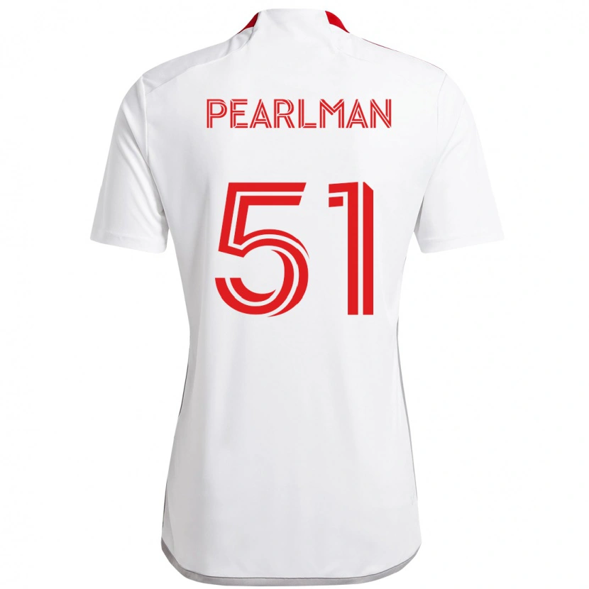 Danxen Uomo Maglia Adam Pearlman #51 Bianco Rosso Kit Gara Away 2025/26 Maglietta