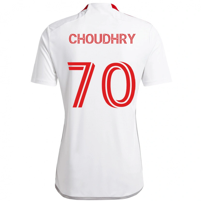 Danxen Uomo Maglia Benjamin Choudhry #70 Bianco Rosso Kit Gara Away 2025/26 Maglietta