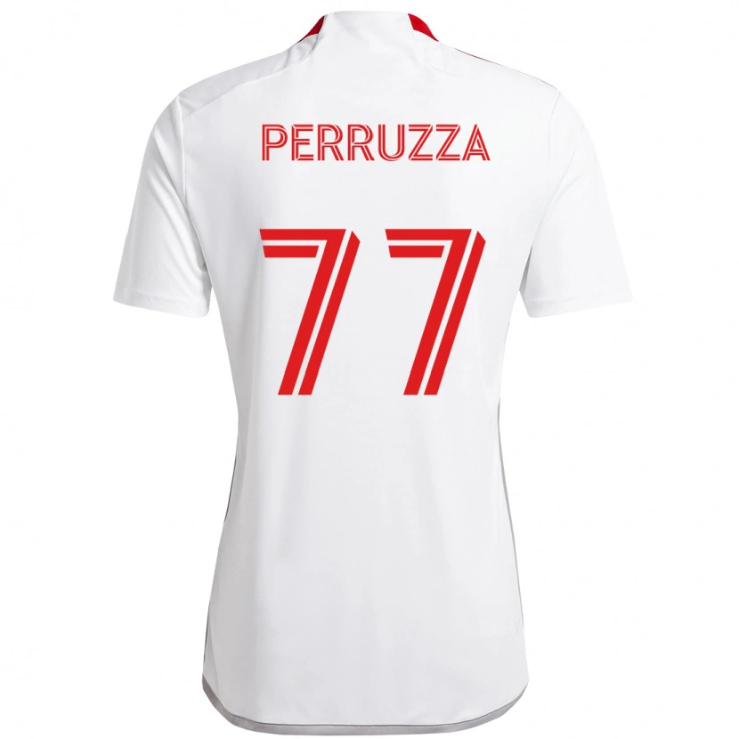 Danxen Uomo Maglia Jordan Perruzza #77 Bianco Rosso Kit Gara Away 2025/26 Maglietta
