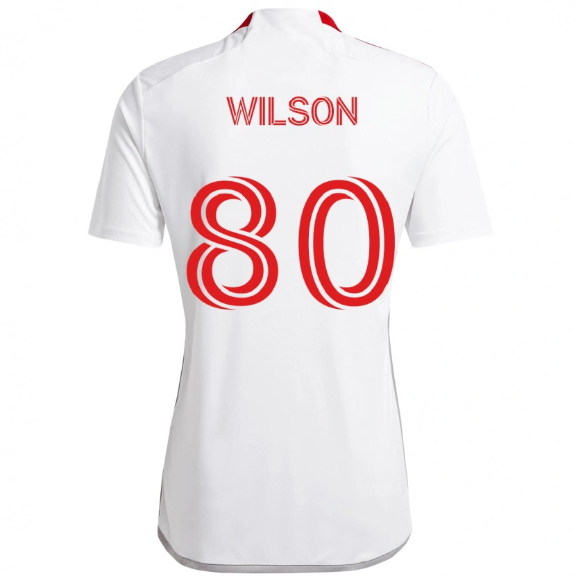 Danxen Uomo Maglia Shafique Wilson #80 Bianco Rosso Kit Gara Away 2025/26 Maglietta