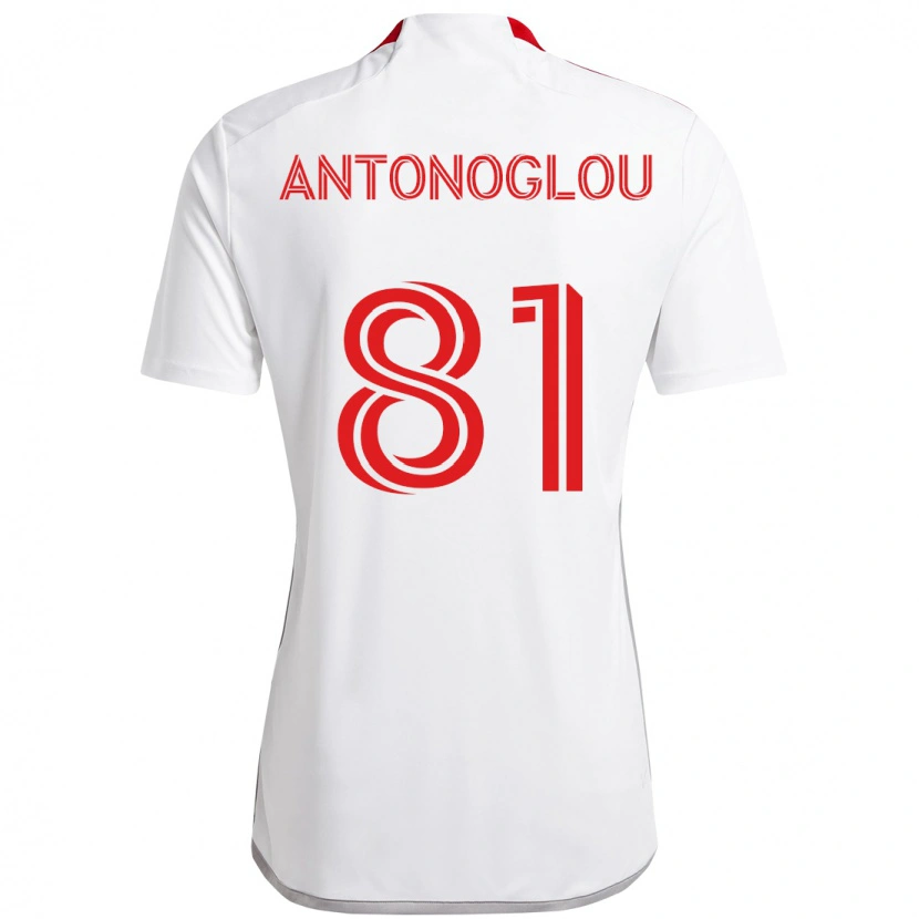 Danxen Uomo Maglia Themi Antonoglou #81 Bianco Rosso Kit Gara Away 2025/26 Maglietta