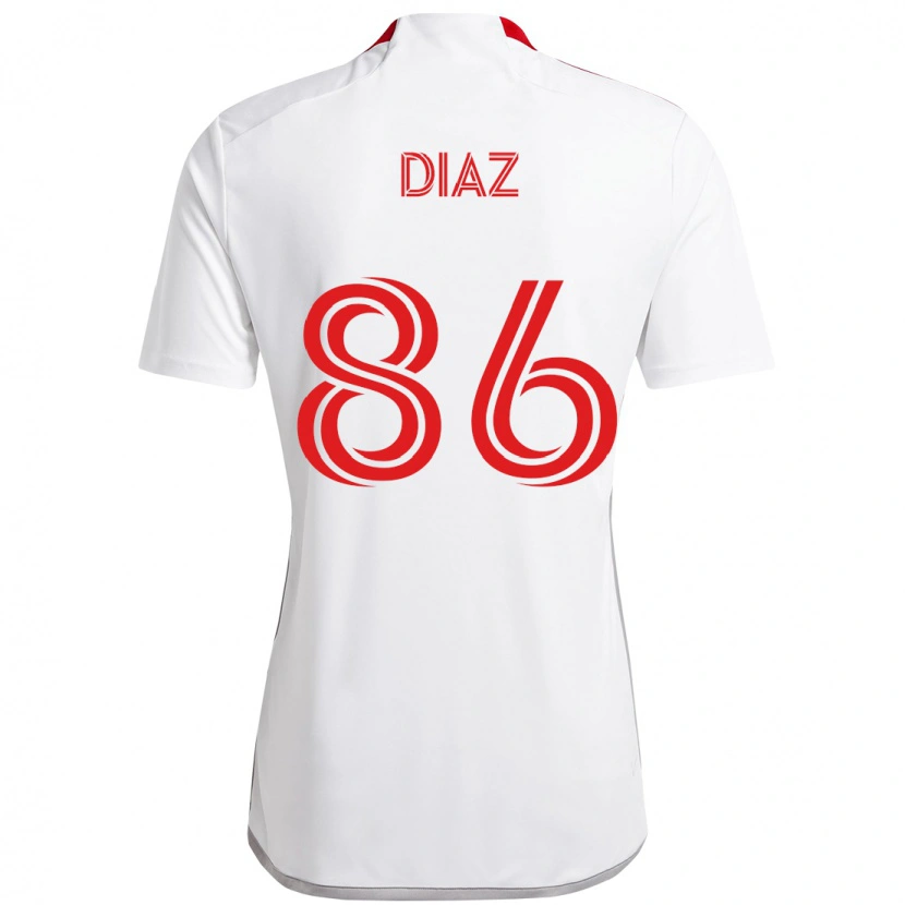 Danxen Uomo Maglia Alec Díaz #86 Bianco Rosso Kit Gara Away 2025/26 Maglietta