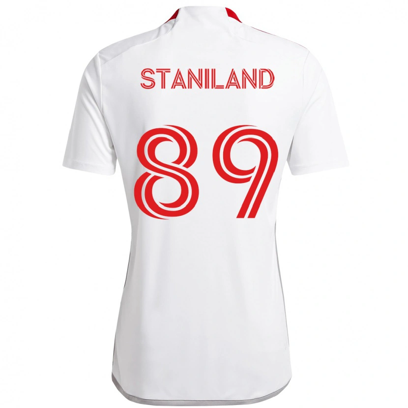 Danxen Uomo Maglia Charlie Staniland #89 Bianco Rosso Kit Gara Away 2025/26 Maglietta