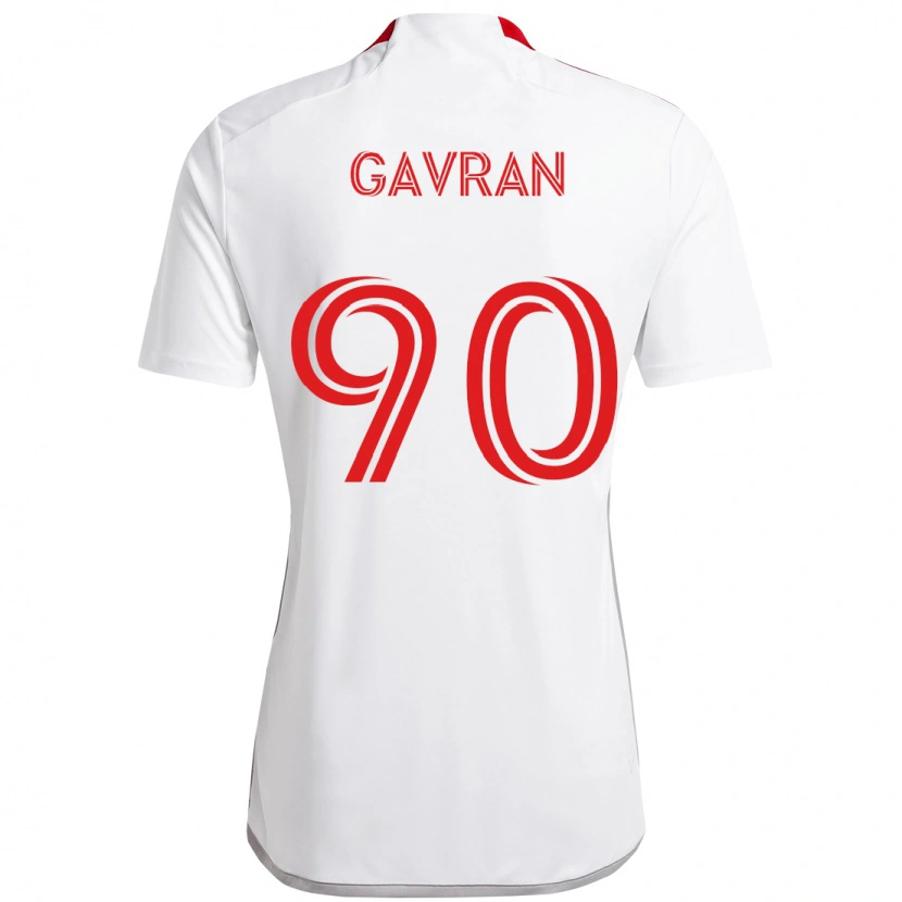 Danxen Uomo Maglia Luka Gavran #90 Bianco Rosso Kit Gara Away 2025/26 Maglietta