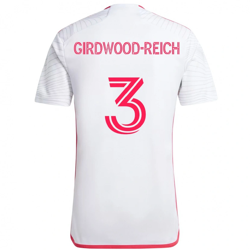 Danxen Uomo Maglia Jake Girdwood-Reich #3 Bianco Magenta Kit Gara Away 2025/26 Maglietta